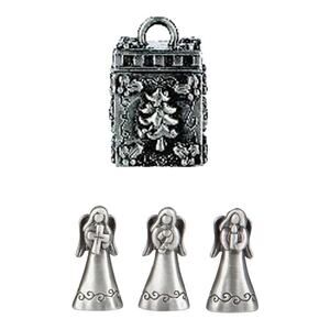 Christmas Angels Trinket Prayer Box Pendant 4 Piece Necklace Charm Ganz New